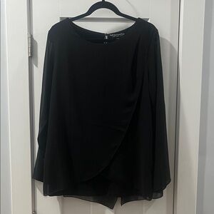 Soft Surroundings Black Belvedere Sheer Sleeve Blouse Medium like new